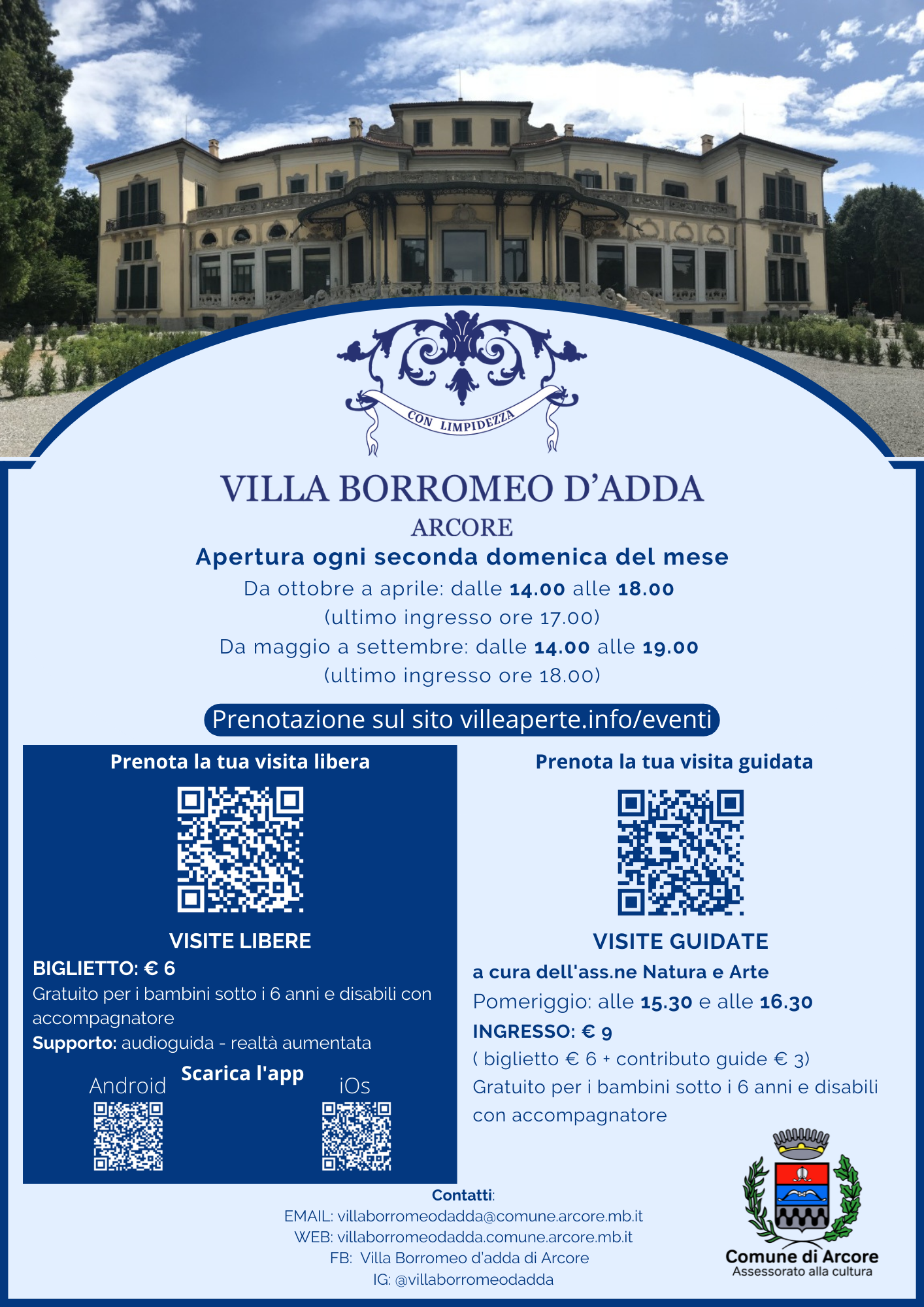 Apertura mensile Villa Borromeo d'Adda con VISITA LIBERA con strumenti multimediali